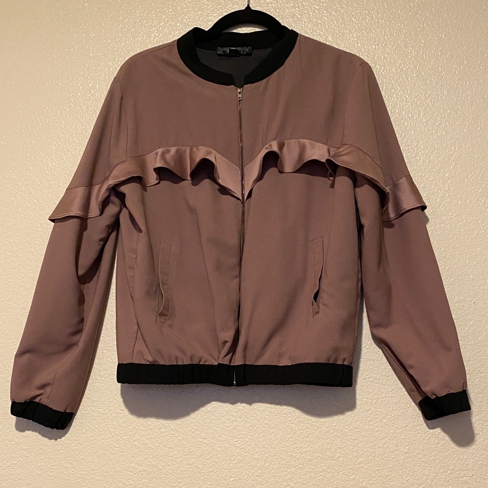 Women's Ruffled Mauve Jacket Size L